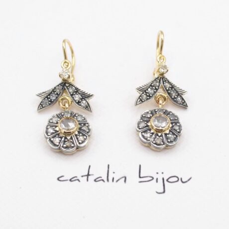 Cercei Aur cu Diamante, Model Floral